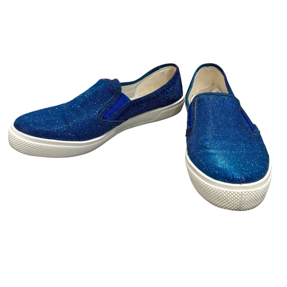 TOPSHOP BLUE/PURPLE IRIDESCENT SLIP ON TRAINER SNEAKERS - Picture 1 of 16